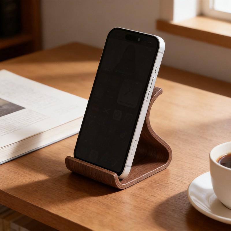 Portable Wooden Phone Stand for Desk - Lazy Bracket for Watching Videos