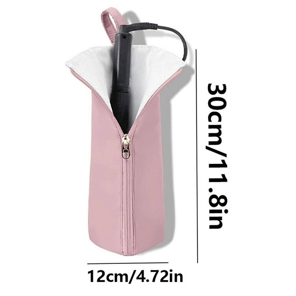 Portable Curling Iron Storage Bag Heat Resistant Travel Home Curling Iron Hanging Organizer