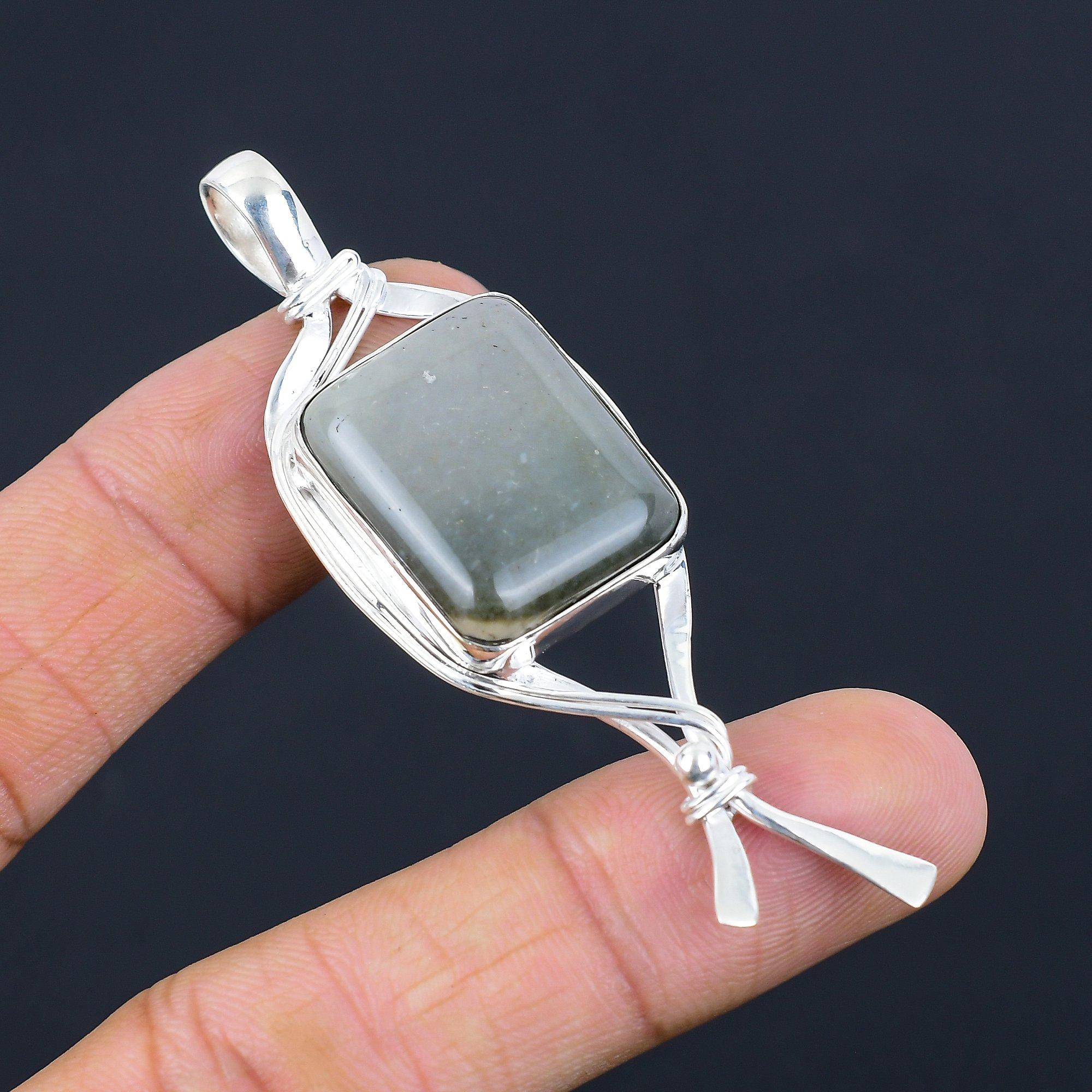 

Memorial Day Sale Polychrome Jasper Gemstone Art Deco Pendant Jewelry 925 Silver