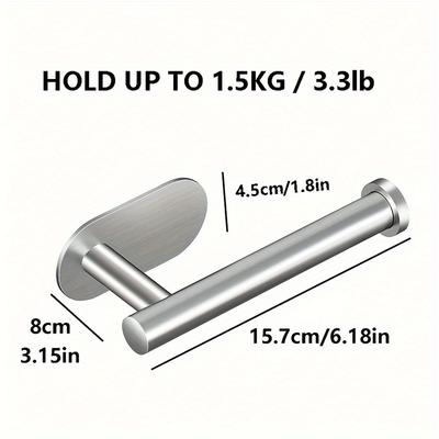 1pc Stainless Steel Paper Towel Holder Self-Adhesive Wall Mount for Kitchen & Bathroom Toilet Paper Roll Holder, Towel Holder for Bathroom