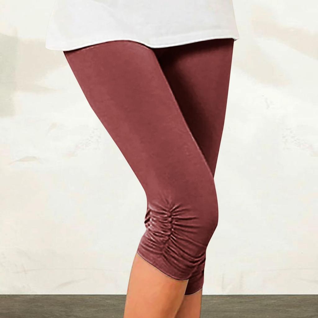 Women Comfortable Thigh Slimmer Slip Elasticity Cropped Pleated Pants