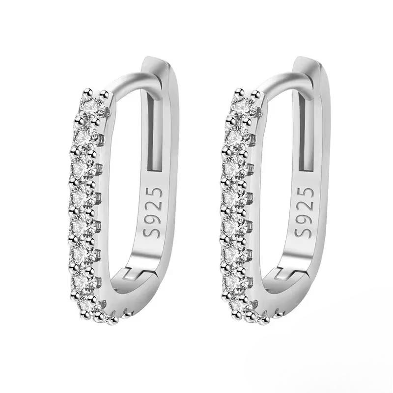 925 Sterling Silver  Circle Hoop Earrings for Women Fashion Luxury  Crystal Zirconia Earrings Party Wedding Versatile Jewelry