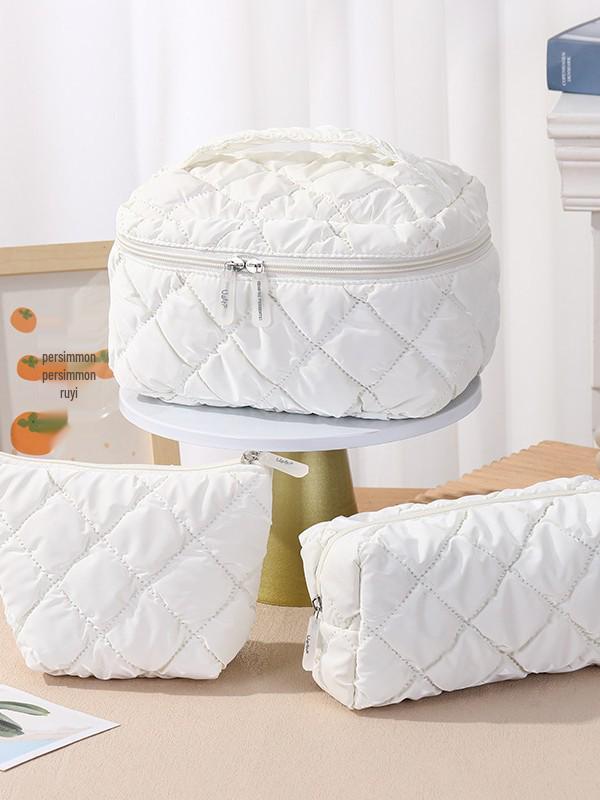 Large-Capacity Waterproof Cosmetic Bag Set - Stylish Solid Color, 3-Piece Portable Toiletry Organizer