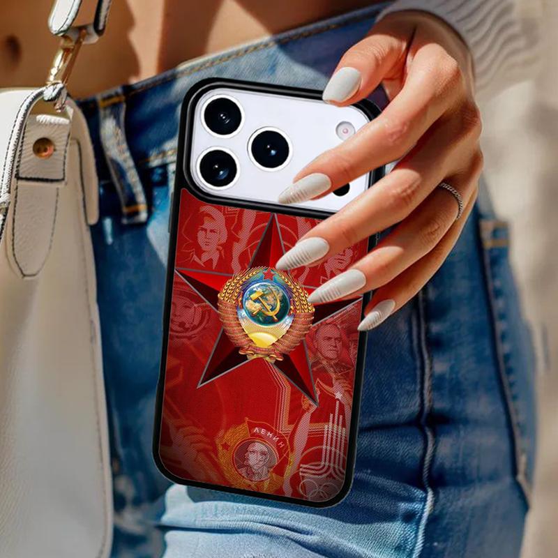Coat Of Arms Russian CCCP Flag Bumper Phone Case For iPhone 17 Air 14 15 13 12 Max Cover For Apple 16e 11 Pro Max Plus Coque