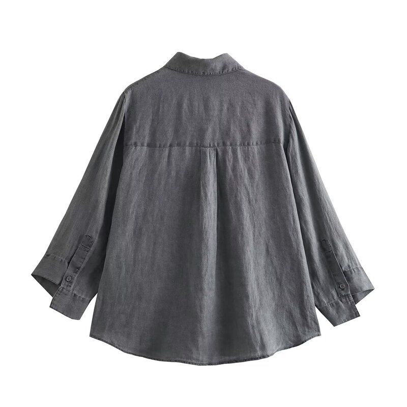 

Fashion Style Autumn New Arrival Fashion Trendy Women s Clothing Versatile Pocket Decorated Linen Shirt 4786320 802 Shirt S
