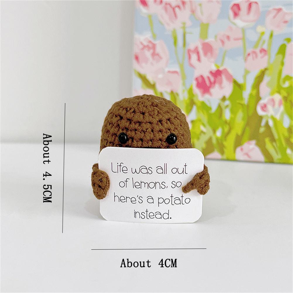 Positive Knitting Potato Doll Decoration with Card Positive Potato Doll for Birthday Party Office Decoration Good Luck Gifts