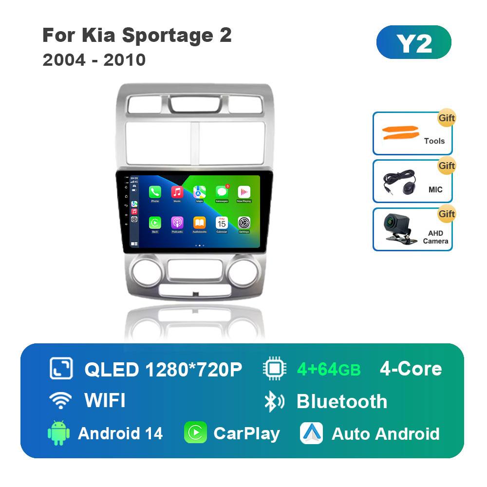 Bluetooth DSP Stereo Car Video Multimedia player for Kia Sportage 2 2004 - 2010 WiFi Android 14 System 4G GPS Touch Screen