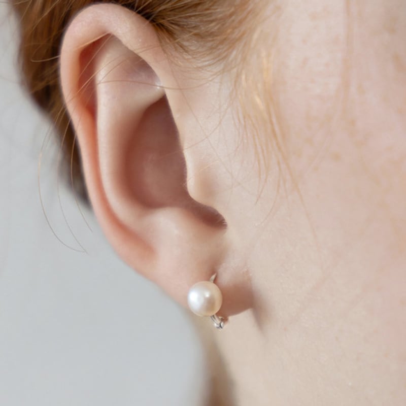 TATIANA (925 Silver) Simple Freshwater Pearl Hoop Earrings EC3238