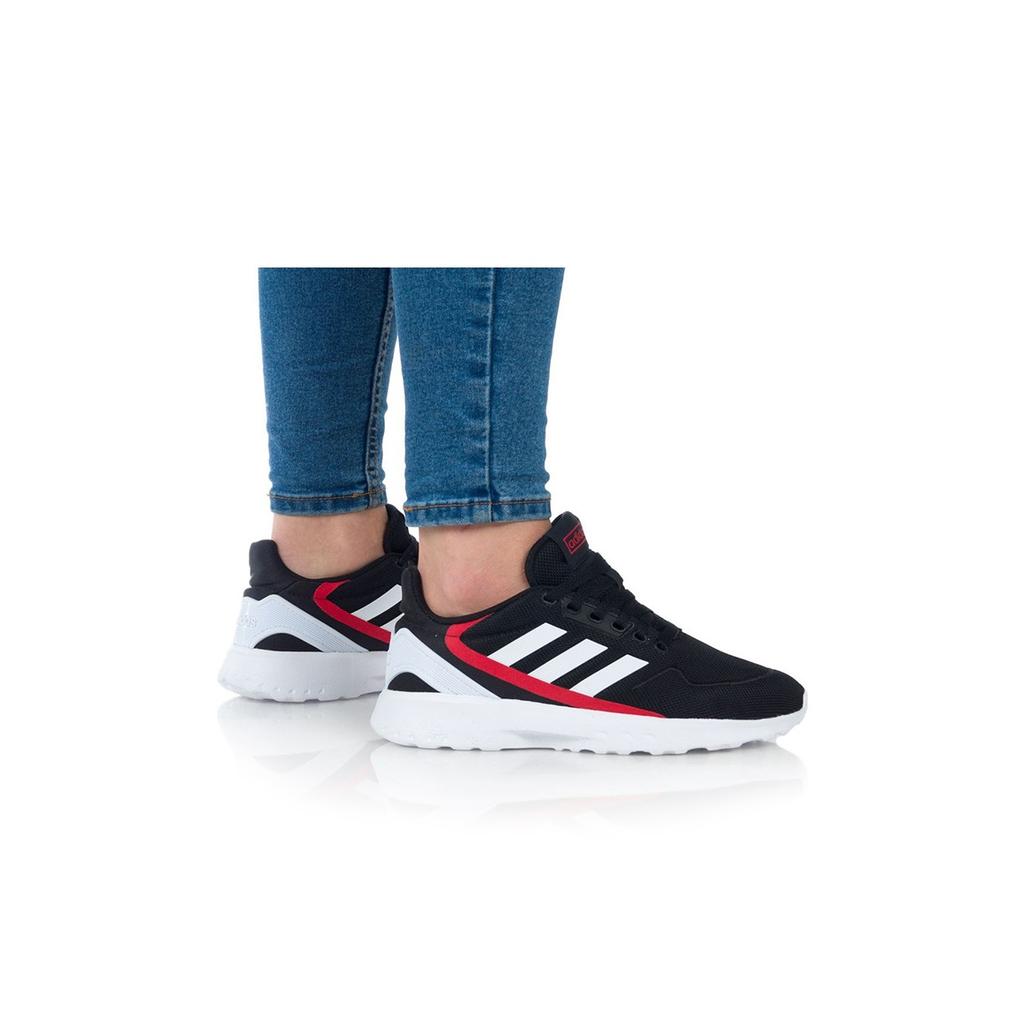 adidas Neo Nebula Ted K Fashion Splicing Breathable Low-Top Running Shoes Kids Running Shoes Black Red White EH2542