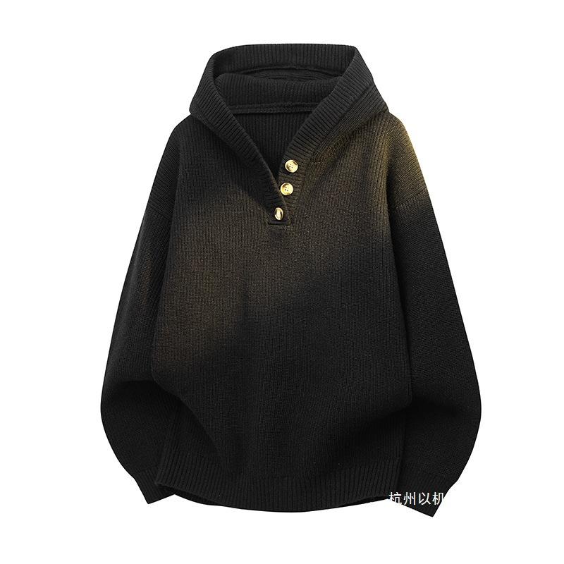 Sweater Men's Autumn and Winter Loose Hooded Pullover Thick Sweater Men