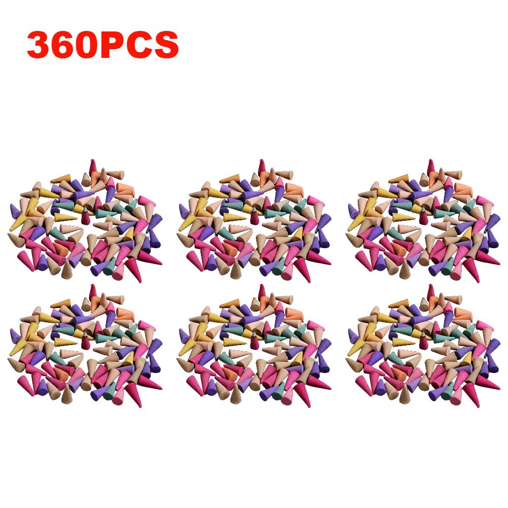 600-60Pcs Odor Remover Incense Colorful Scented Incense Cones Anxiety Relief Fragrance Incense Cones for Yoga Aromatherapy 360PCS