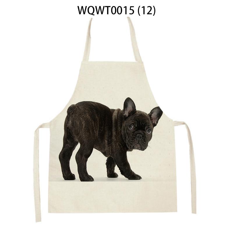 Adult Kids Kitchen Apron Funny Cartoon Dog Printed Sleeveless Linen Baking Aprons for Men Women Home Cleaning Tools Delantal