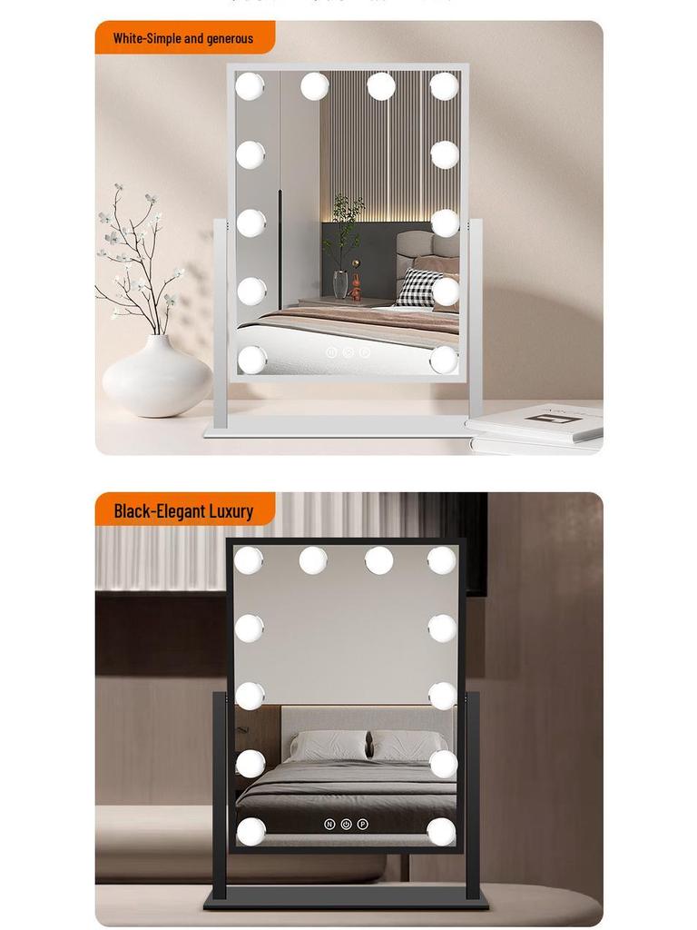 Large LED Lighted Makeup Vanity Mirror Square Portable Beauty Mirror
