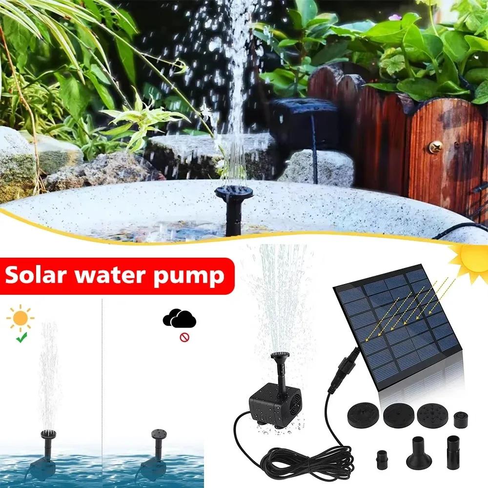 11/15.5cm Solar-Powered Fountain Pumps with Panels – 8-Nozzle Outdoor Watering Equipment & Garden Decor Sets