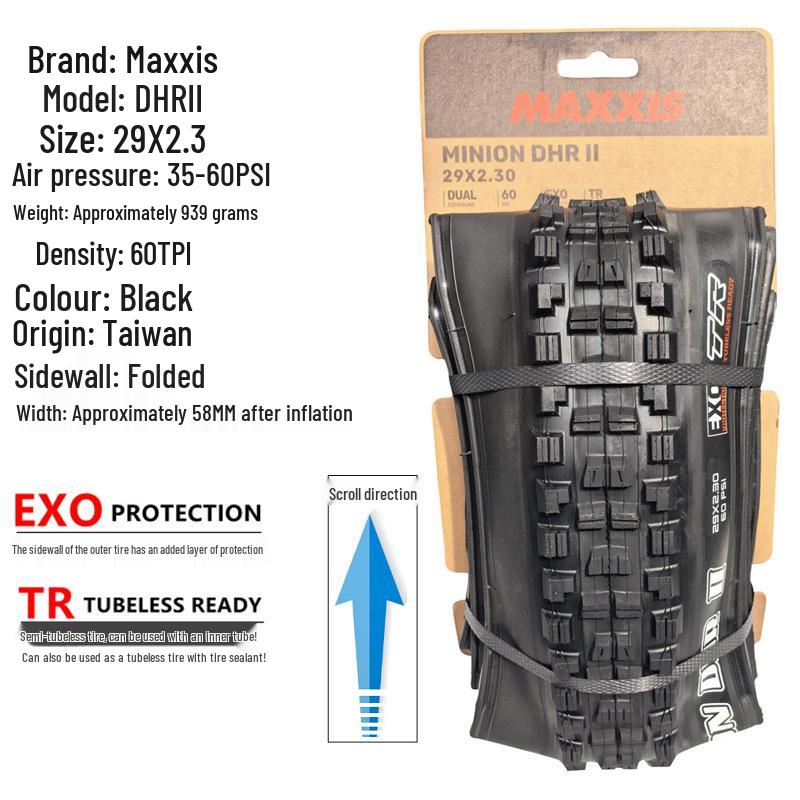 MAXXIS Minion DHR II 27.5/29 Tubeless DH Folding Tire with Puncture Resistance and Large Knobs