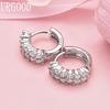 925 Sterling Silver Fashion AAA Zircon Round Pierced Earrings Wedding Jewelry