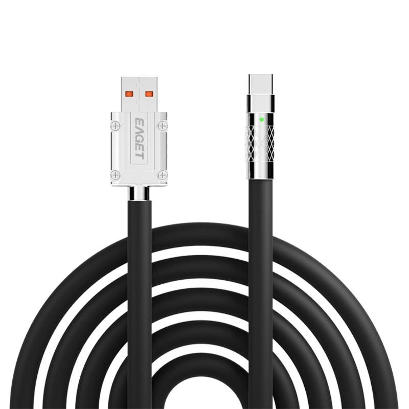 

120 Вт кабель для быстрой зарядки USB to Type-cinterface для Xiaomi Samsung Huawei Andriod Type C кабель для передачи данных и зарядки 1M чёрный