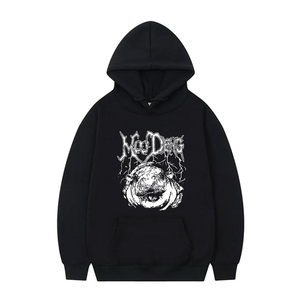 

Moo Deng Hippo Gothic Rock Metal Style Hoodie Men Women Funny Meme Casual Sweatshirt Unisex Cotton Oversized Pullover Hoodies 3XL
