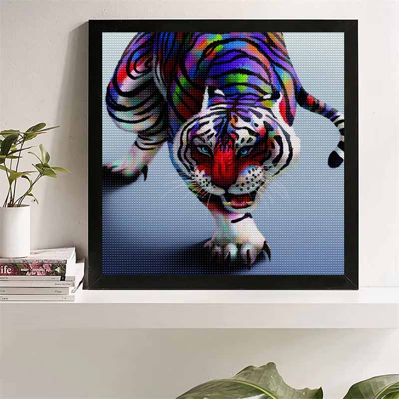 

New Arrival 5D DIY Full Circle Diamond Painting Colorful Tiger Embroidery Cross Stitch Home Decor Gift 20x20cm