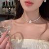 Romantic Escape Double-layer Bow Pearl Necklace Women's Light Luxury Niche Elegant Suit Collarbone Chain Neck Chain Tide