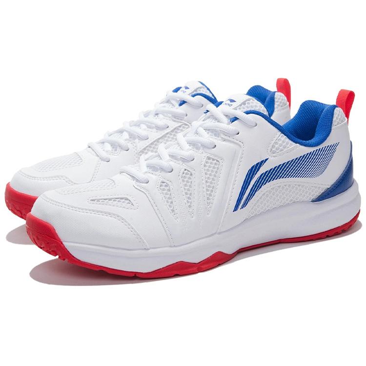 New LiNing Ace Cushioned Slip Resistant Abrasion Resistant Low Top Badminton Shoes Men's White Blue AYTP011-13