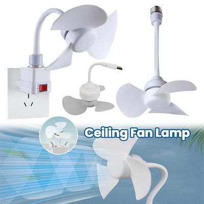 1-2PCSCeiling Fan Lamp for Indoor Use E27 Socket USB Rechargeable Brushless Motor Energy Efficient Light Fixture for Living Room