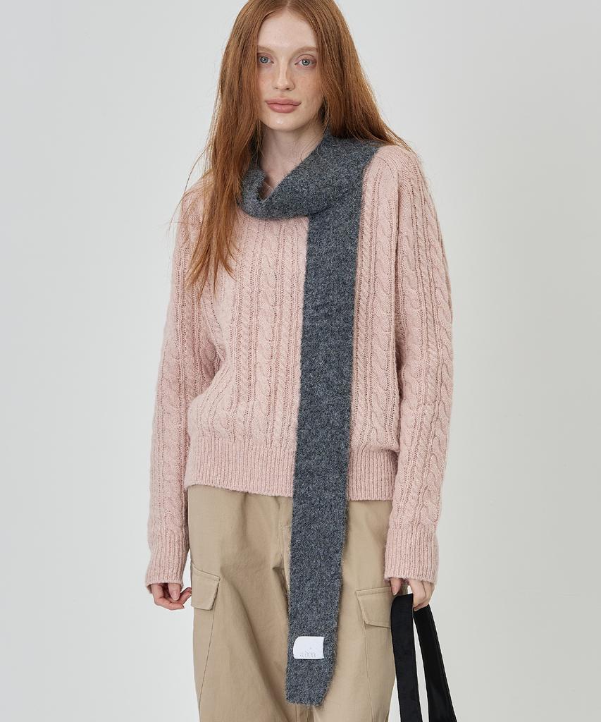 THE-ABON Knit Tie Scarf Blue