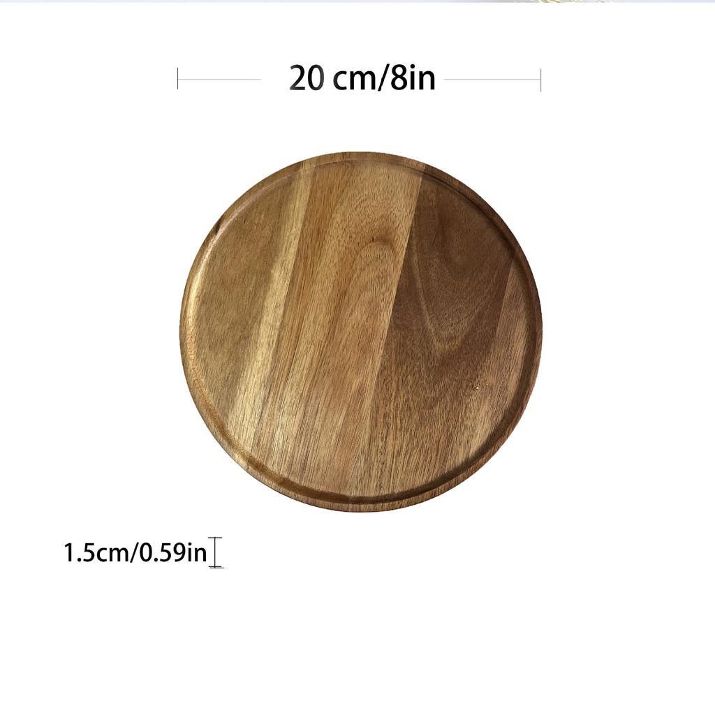 Wooden Round Serving Platter Tray Home Wood Pizza Salad Plate Fruit Dessert Tray Bread Container Snacks Dish Kitchen Accessories
