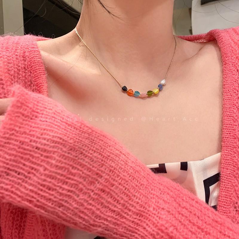 Colorful Beaded Summer Necklace – Fresh, Versatile, and Sweet Clavicle Chain