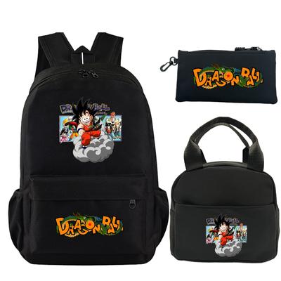 3Pcs/set Anime Dragon Ball Backpack with Lunch Bag Pencil Case for Girls Boys Back To Schoolbag Men Women Travel Bag Mochila