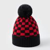 Plaid Knitted Pullover Hat With Fleece Lining Ear Flap Warm Winter Autumn Hat
