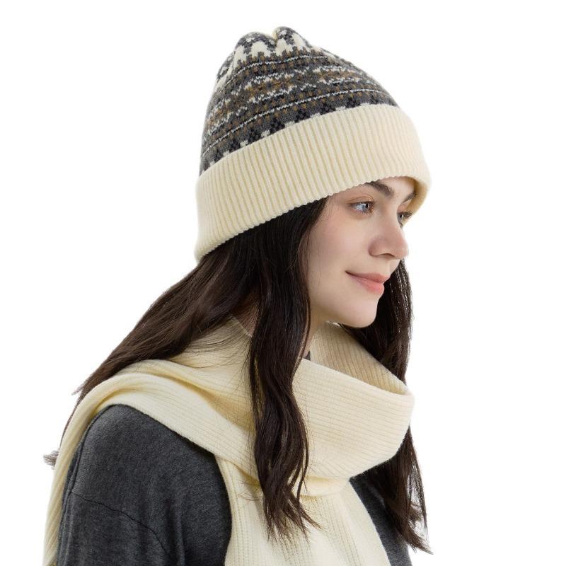 Ny Fair Isle Jacquard Höst och Vinter Stickad Mössa Barn Par Enkel Öronskydd Varm Baotou Ullmössa Herr Trend