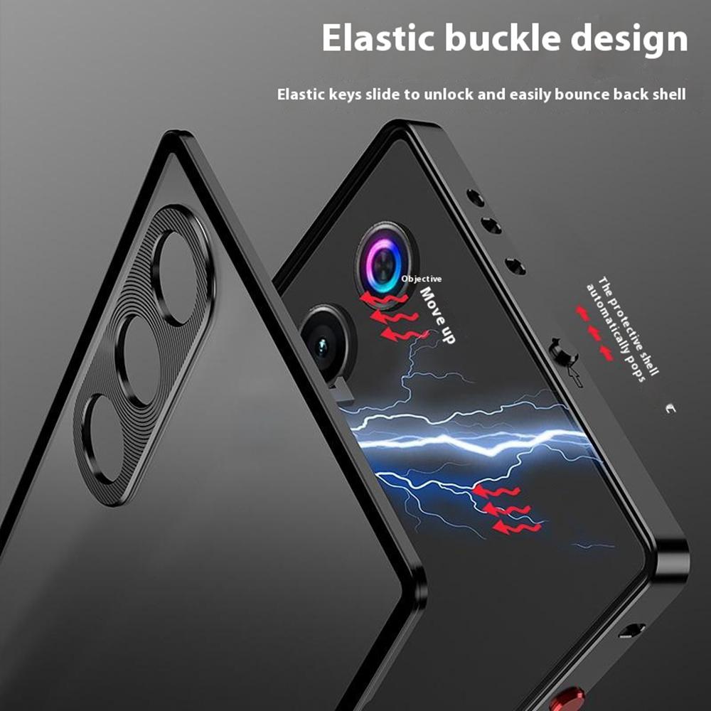 Für ZTE nubia RedMagic 10 Air 5G Hülle Metallrahmen Mattes PC-Rückteil Handyhülle mit Druckknopf