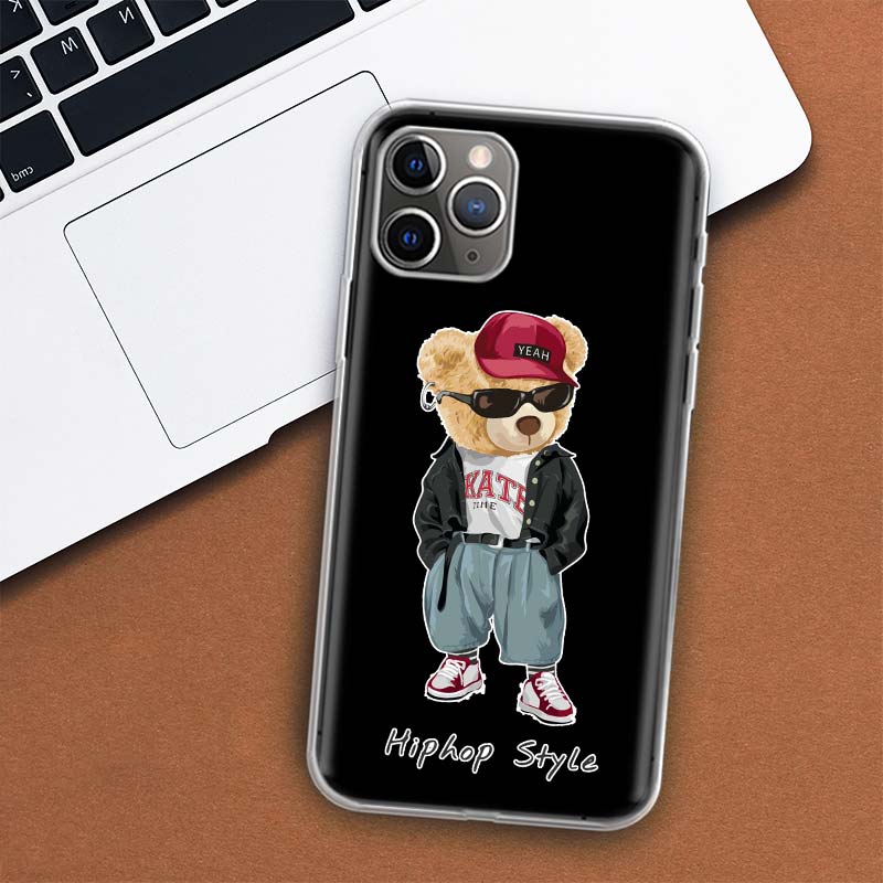 Fashion Brand Bear Phone Case For iPhone 11 12 13 Mini 14 15 Plus 17 Air 16 Pro Max 16E 7 8 SE 2020 Customized Print Cover For A