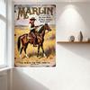 Vintage Marlin Firearms Metal Sign Western Cowboy Horse Rifle Art Wall Decor for Man Cave Bar Shop