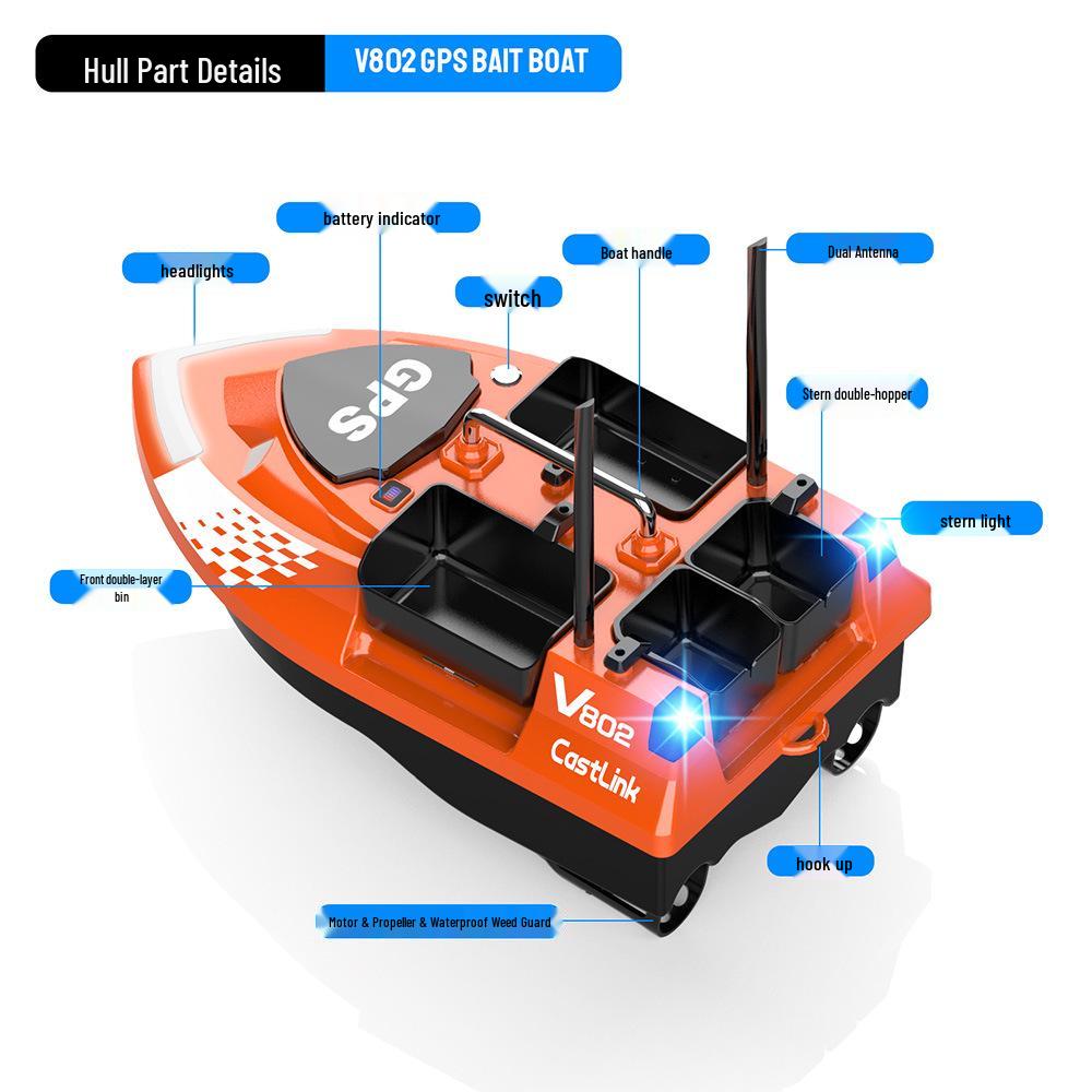 Smart Electric Remote Control Bait Boat with Automatic Return and Dispenser for Outdoor Fishing