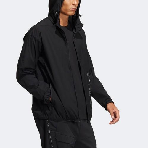 adidas Solid Color Sports Hoodie Jacket for Men, Black