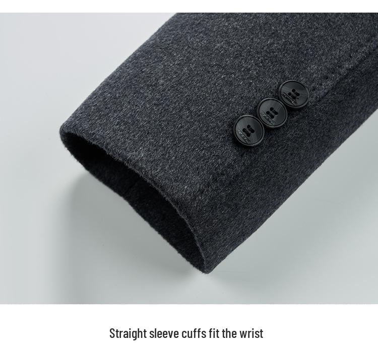 Men's Mid-Length Wool Coat with Removable White Goose Down Liner - Thickened Warm Windbreaker for Autumn/Winter Season