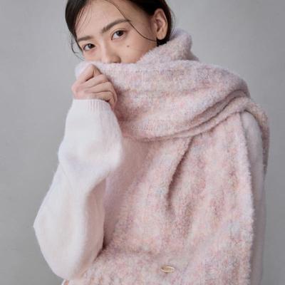 COQUET Fleury Boucle Bokashi Wool Muffler Rose Peach Melange