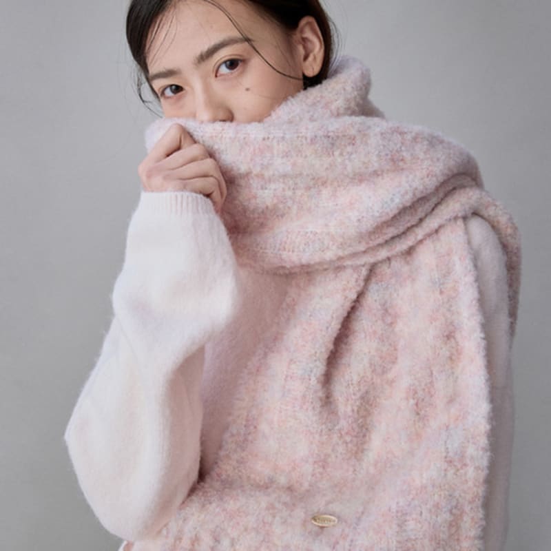 

COQUET Fleury Boucle Bokashi Wool Muffler Rose Peach Melange Rose Peach Melange