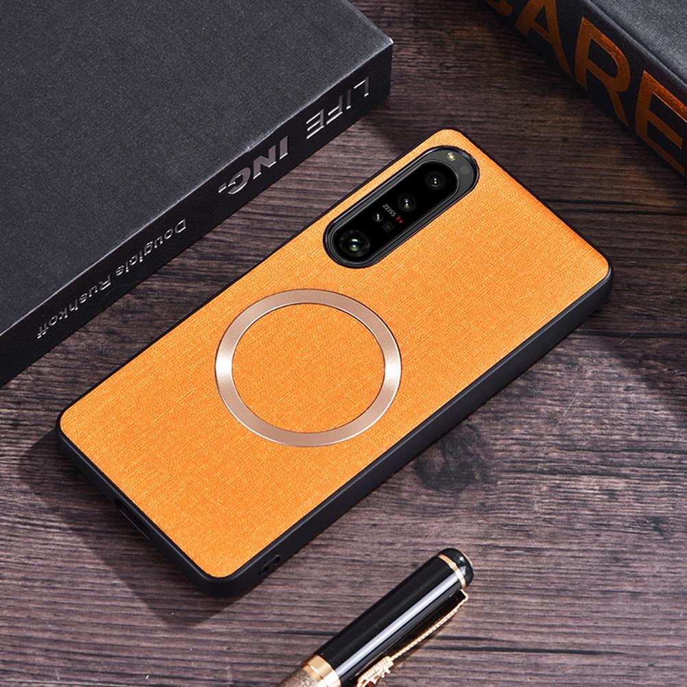 Capa Magnética de Couro Liso Magsafe Para Sony Xperia 1 VII Xperia 10 vi 1 vi 10 V 5 V 1 V 1 IV 5 IV Capa de Tecido para Carregamento Sem Fio