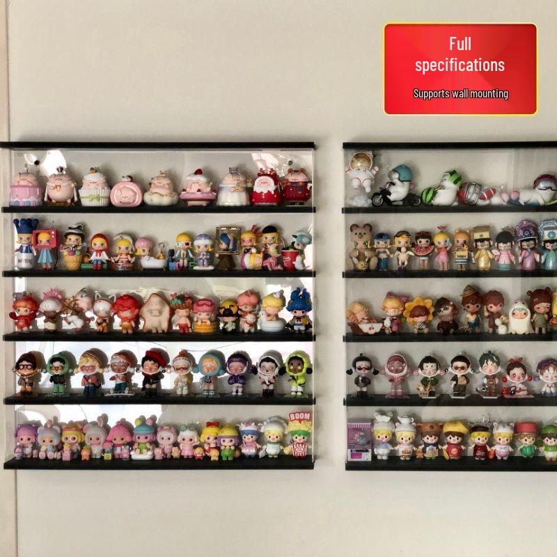 Multi-layer Black Wall-mounted Display Rack for Dolls, LEGO, Hand-made Figures, and Pop Mart Blind Box Molly