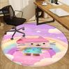 Gabby's Dollhouse Pattern Round Rug, Indoor/Outdoor Mat, for Picnic, Gameroom, Bedroom, Office, Living Room, Home Decor Carpet, Birthday Gift