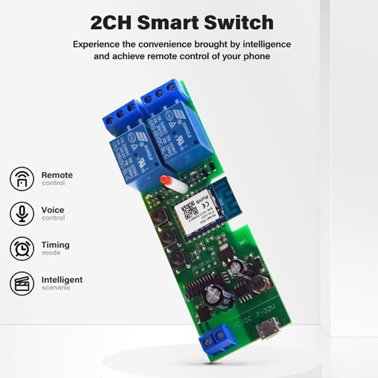 Tuya WiFi Smart Switch Module - Single, Double, Quad Way, Momentary, Self-Locking, Interlock, Voice Control.