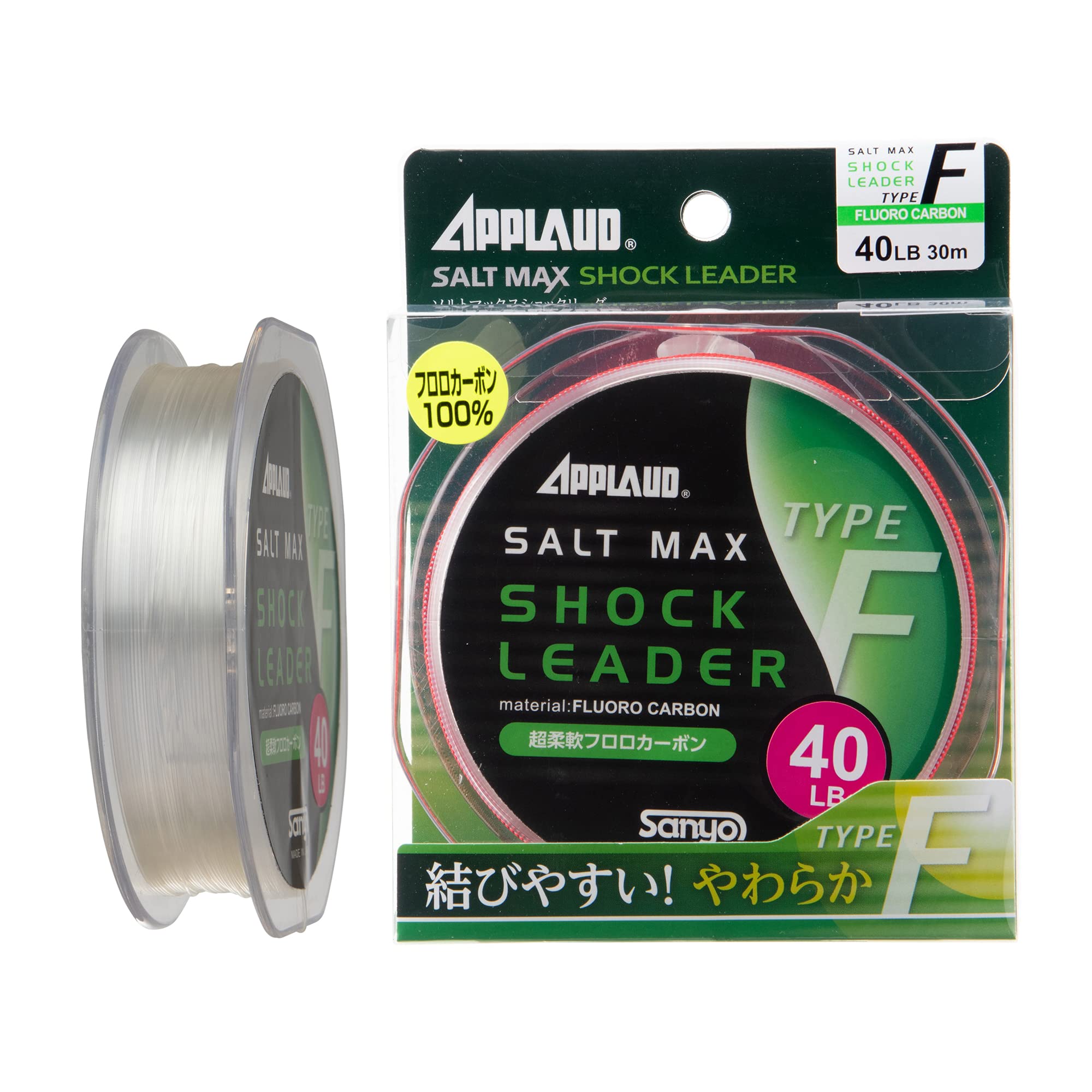 

Sanyo Nylon Shock Leader, Approved Salt Maxx Shock Leader Type F, Fluorocarbon, 30m, 100lb, Natural Clear