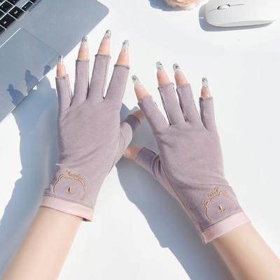 Damen Baumwollhandschuhe, UV-Schutz Atmungsaktiv Dünn Sommerhandschuhe, Anti-Rutsch Fahren Radfahren Gartenhandschuhe