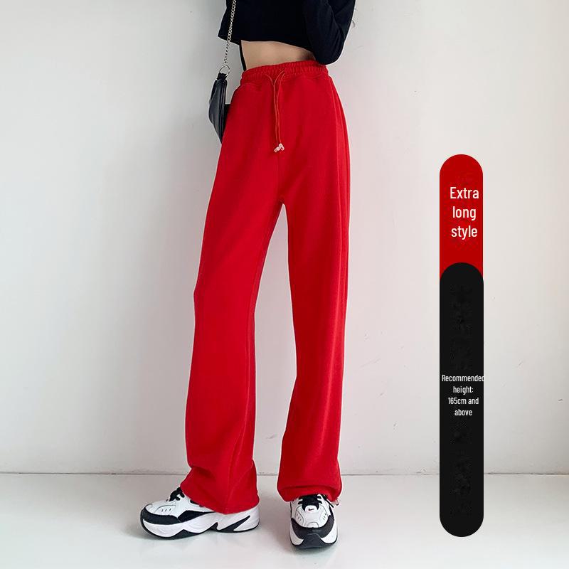 Women's American-Style High-Waist Wide-Leg Drawstring Sweatpants, 2024 Autumn Collection