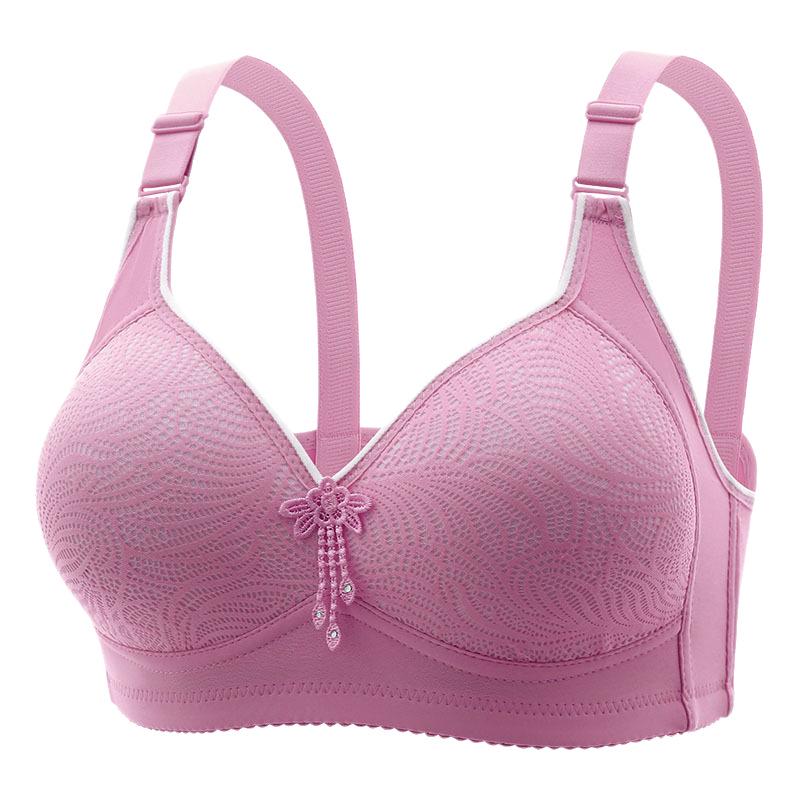 Plus Size Lace Wireless Push-Up Bra: Breathable, Comfortable Support for Mid-Aged Women