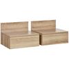2 Floating Nightstands Set Of 2 Bedside Tables With Drawer For Bedroom Room 43x36.5x30.5 Cm Natural