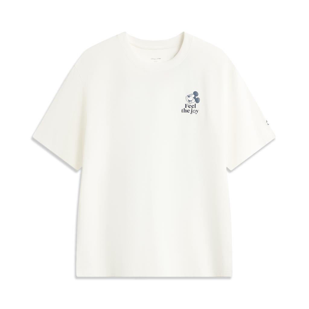 Li Ning X Disney Mickey Collaboration Sports Lifestyle Series Simple Letter Round Neck Pullover Loose Short Sleeve T-Shirt Unisex Tops AHSV795-1
